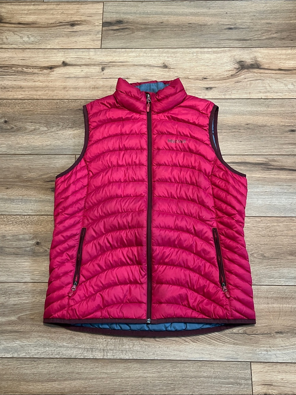 Marmot Women’s Lightweight Insulated Duck Down Puffer Vest Pink Full Zip Large